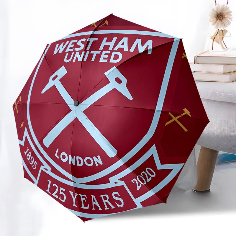 West Ham United, Automatico con Apertura e Chiusura Anniversario, Struttura a 8 Stecche Ombrello Portatile, Adatto per Uomini e Donne in Tutte le Stagioni Pe