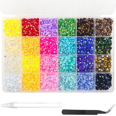 12,000 Nail Stones, Rhinestones, BetterJonny, 24 Colors, Nail Stones, Glass, Nail Deco Parts, Craft Parts, DIY Nail Parts, Decorate Your Nails (4mm)