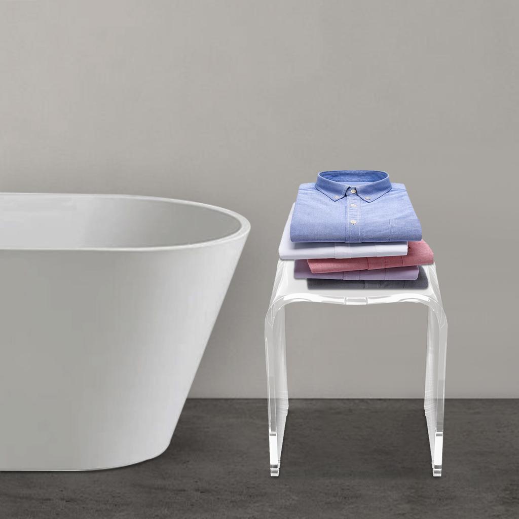 Clear Acrylic Shower Bench Arch Design, Non-slip Stool Transparent - 18mm Thick Freestanding Bathroom Stool