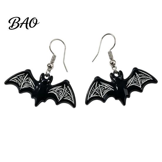 Gothic Jewelry for Women 1 Pair Halloween Dangle Drop Earrings, Bat Skeleton Earrings Acrylic Punk Vampire Party, Cosplay Creative Gift Her