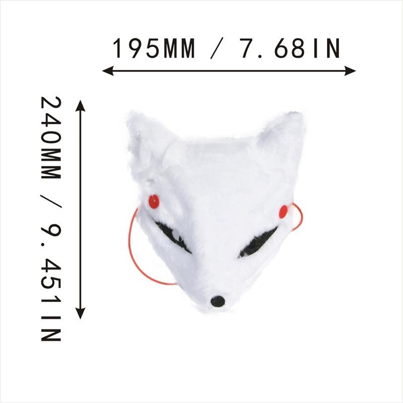 Arctic Fox Mask, Plush Fox Half Face Masks,Wolf Fox Halloween Christmas Masquerade Party Cosplay Costumes Props