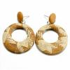 Wood Earrings Jewelry Bamboo Dangle Geometric Rattan Circle Women 2024 Fashion