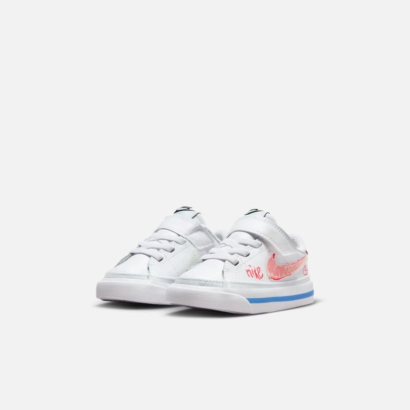 Nike Court Legacy Durable Non-Slip Low-Top Walking Shoes Baby Shoes White Red FB7781-100
