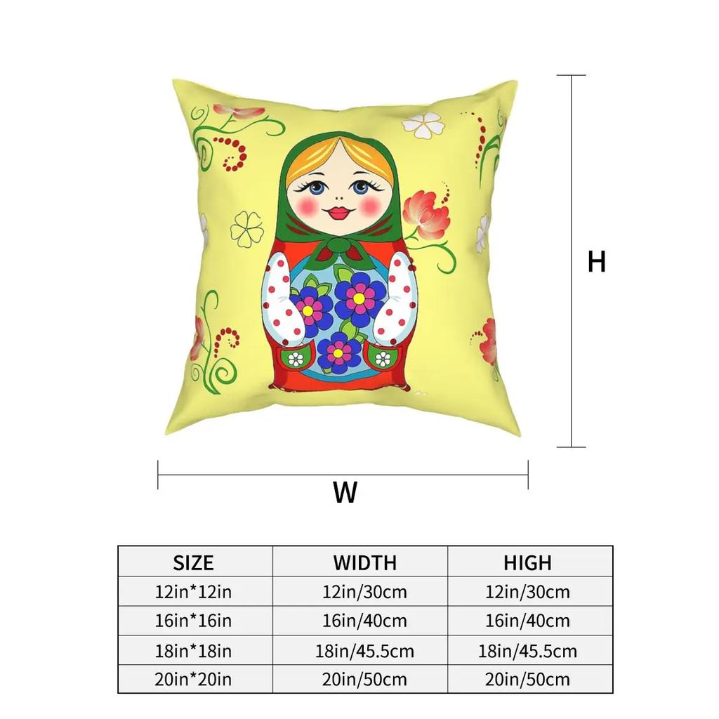 Adorable Russian Doll Square Pillow Case Polyester Throw Pillow Matryoshka Awesome Cushion Covers