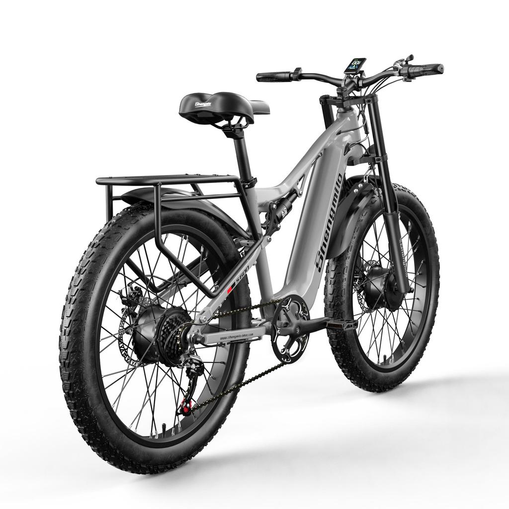 Shengmilo S600 Erwachsener 2000W Herren E-Mountain E-Bike mit zwei Motoren, 48V17.5AH840WH Batterie, 26 Zoll breitem Reifen Herren Elektrofahrrad