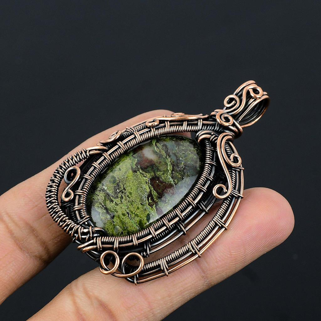Bloodstone 999 Copper Wire Wrapped Pendant Handmade Gemstone Jewelry, Gifts For Wife Brand New Pendant