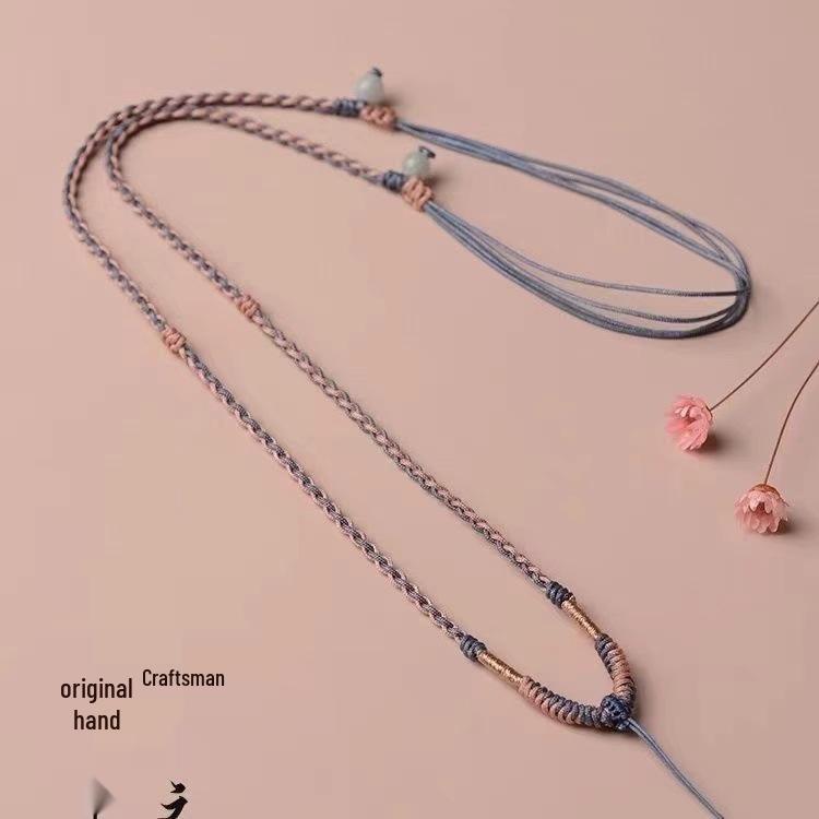 

Premium Hand-Woven Jade and Amber Lanyard with Hetian Safety Buckle for Men and Women Standard светло-фиолетовый/жёлтый