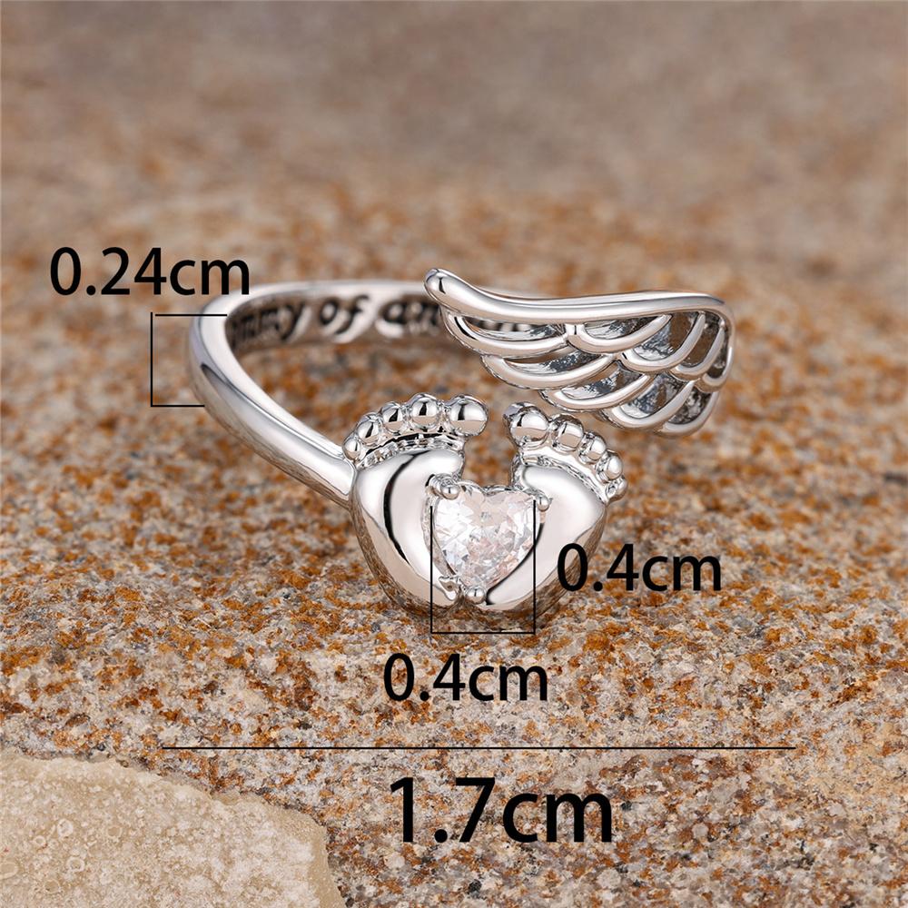 Luxury Female Wihte Heart Angel Zircon Stone Ring Dainty Silver Color Wedding Jewelry For Women