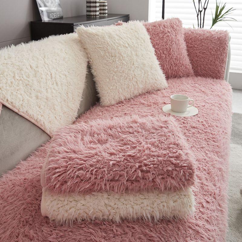 Winter Plush Sofa Cushion Thickened Non-Slip Seat Cushions Four Seasons Universal Leather Sofa Cover Cover Cloth