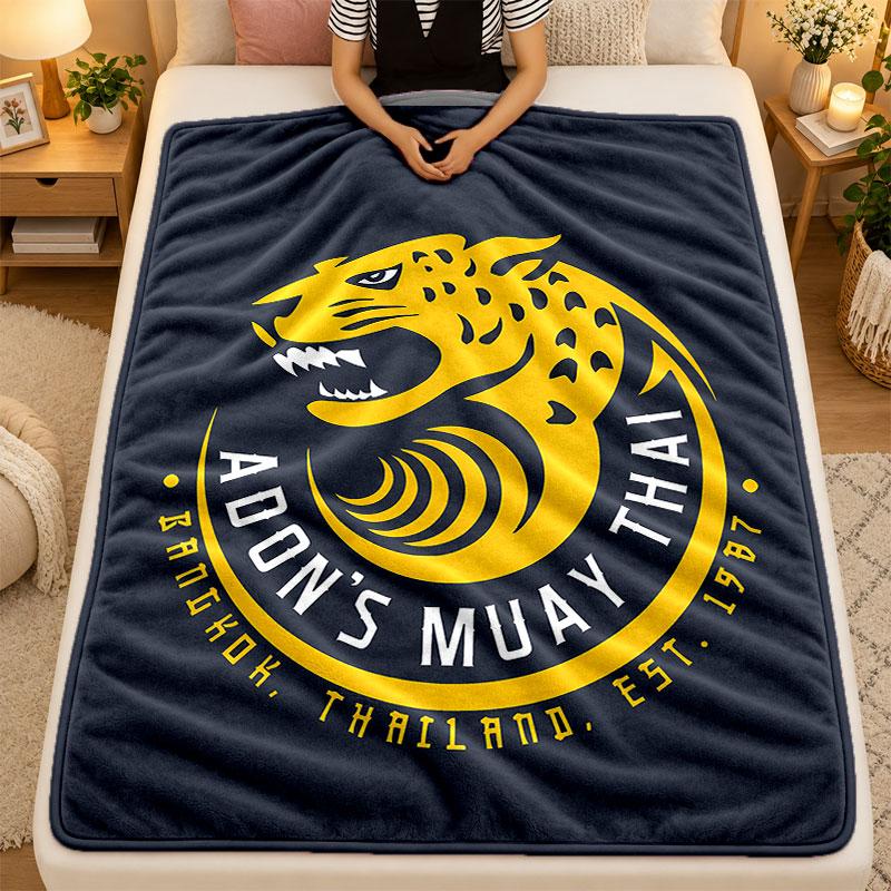 Flannel BlanketMuay Thai Gym Warm Soft Throw Blanket for Indoor Sofa Bed Living Room Use