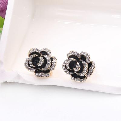 Kadınlar İçin Vintage Gül Çiçek Küpe Yeni Moda Kristal Takı Noel Hediyeleri