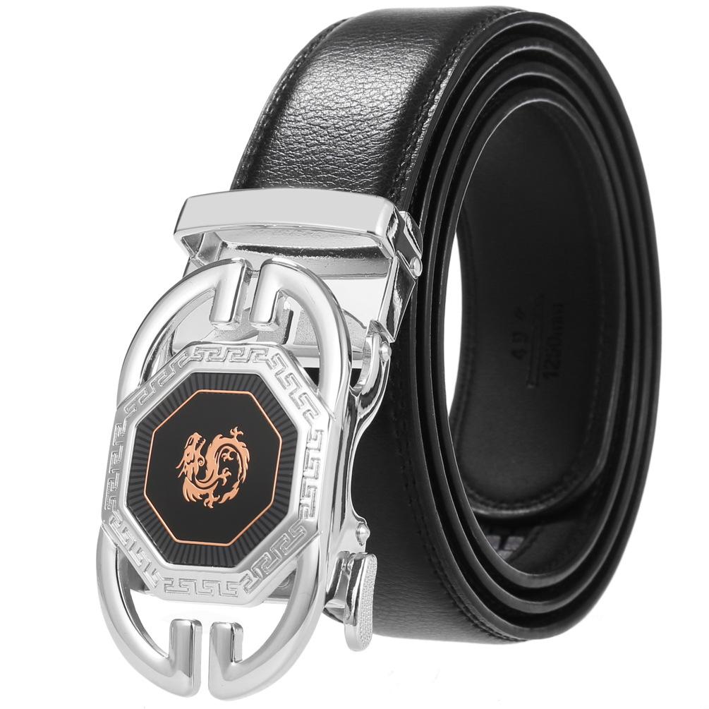 1Pcs Casual Men'S Belt Two-Layer Cowhide, Personalized Trend Automatic Buckle Belt Cowhide Belt Ly36-33538-1