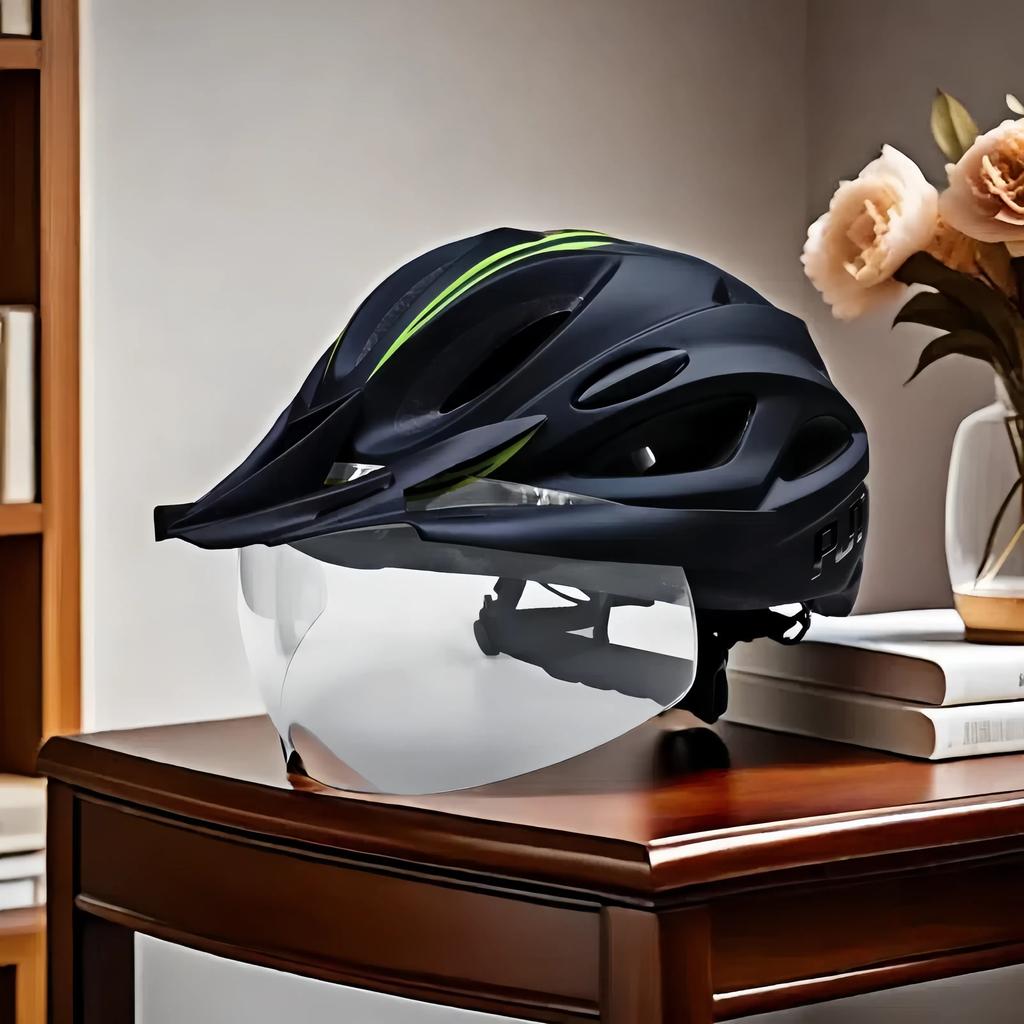 Matt Color 4 In 1 Bike Helmet With Sun Goggle & Sun Visor Rechargeable Adult Bicycle Helmet Sunglasses Road MTB Cycling Helmet