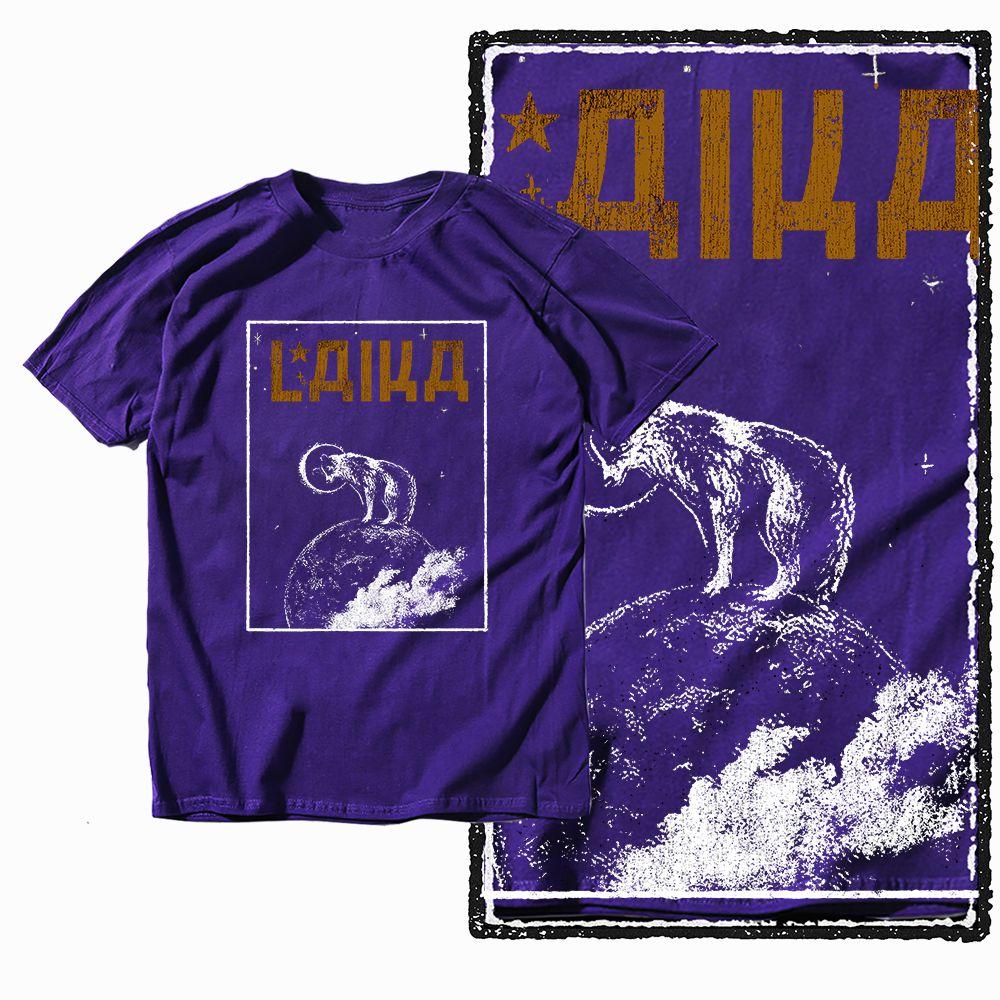 

G60 Purple Cotton Men s Big Size Dog Laika GraphicT-shirt | Streetwear Cool Vintage O-neck men s Tee Tshirt 2XL