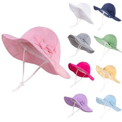 Bowknot Beach Sun Protection Hats Adjustable Bucket Hats for Toddler Kids Baby and Girls