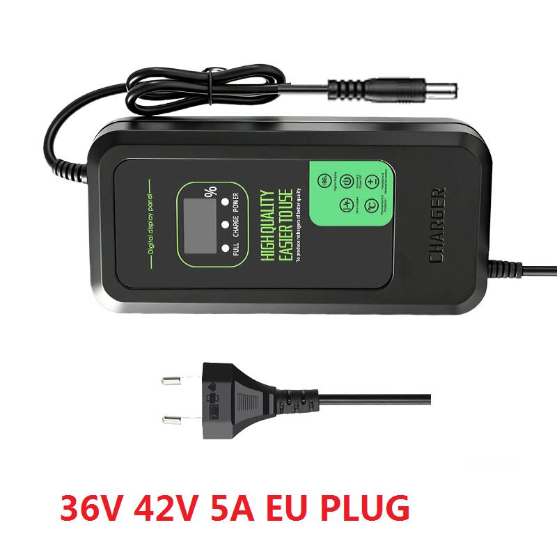 36V 42V / 48V 54.6V 2A /5A LED Charger For Lithium Battery Digital Display Power Supply Adapters Fast Charging With Cooling Fan