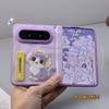 Lilac Water Ripple Embroidery Cat Is Suitable for Huawei PuraXMax Folding Screen Mobile Phone Case Central Axis Magnetic Suction Protective Case