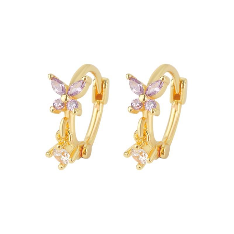 Fashionable Butterfly Zircon Earrings For Women Niche High End Sweet Versatile Hoops Charming Jewelry