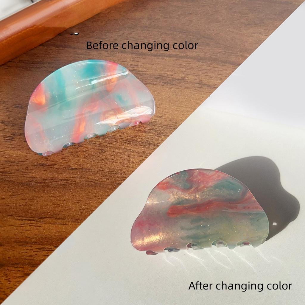 1PC Candy colored acrylic grip clip, medium size semi-circular shark clip, color changing little fresh girl hair accessory