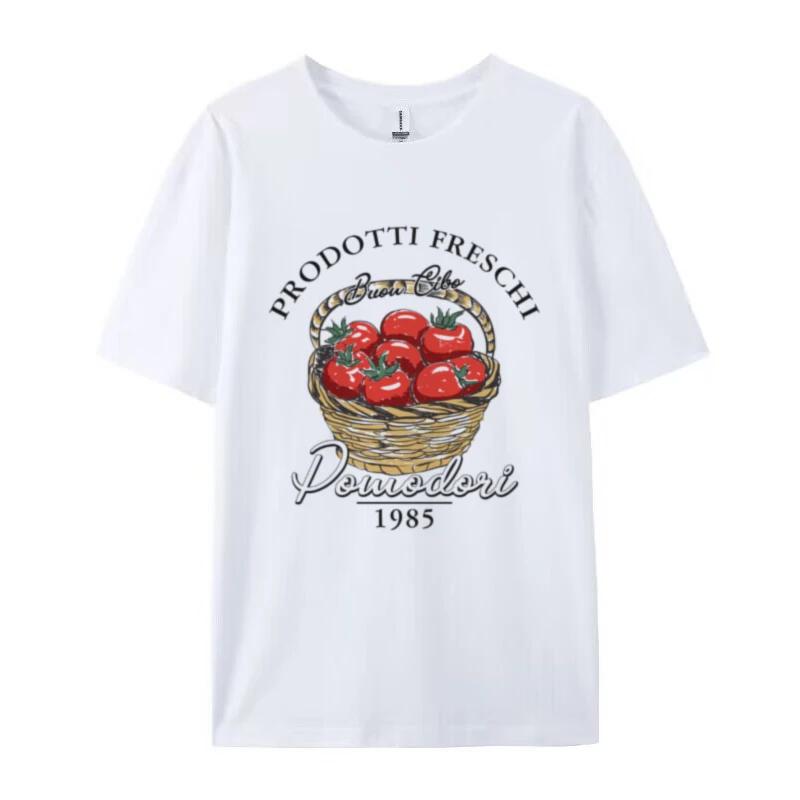 Cute Italian Tomato Print TShirts for Women Loose Vintage Aesthetic Vegetable Tshirts Garden Shirt FeUnisex Cottagecore Clothing