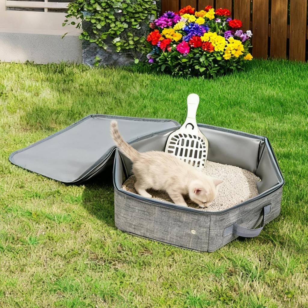 Portable Folding Travel Pet Litter Box Dog Toilet Tray Folding Cat Litter Potty Waterproof Outdoor Foldable Cat Litter Box