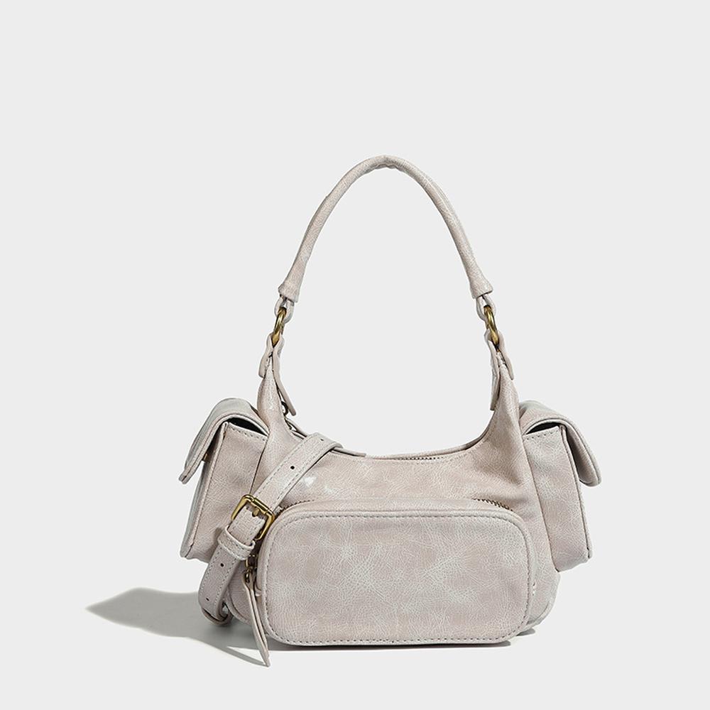 

Annmouler Vintge Luxury Pockets Shoulder Bag Women Brand Designer Purse Handbags Bolsas Female Small Tote Bag 21x7x13cm бежевый