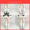Lolita Sweet Lace Bowknot Mid Calf Socks For Women Spring Breathable Cotton Comfort