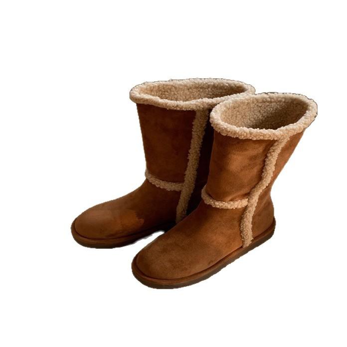 2025 autumn and winter new women's shoes platform plush Martin boots wool cotton boots fashion cashmere two wear snow boots