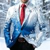 Herren Weihnachtsdruck Anzugjacke Langarm Business Casual für Herbst Winter Krawatte Nicht Enthalten