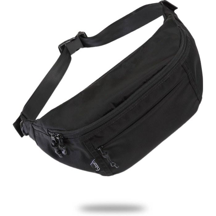 Evoon Multi-Body Bag, Body Bag, Waist Pouch, Shoulder Bag, Wallet Compatible, Water-Resistant, Black