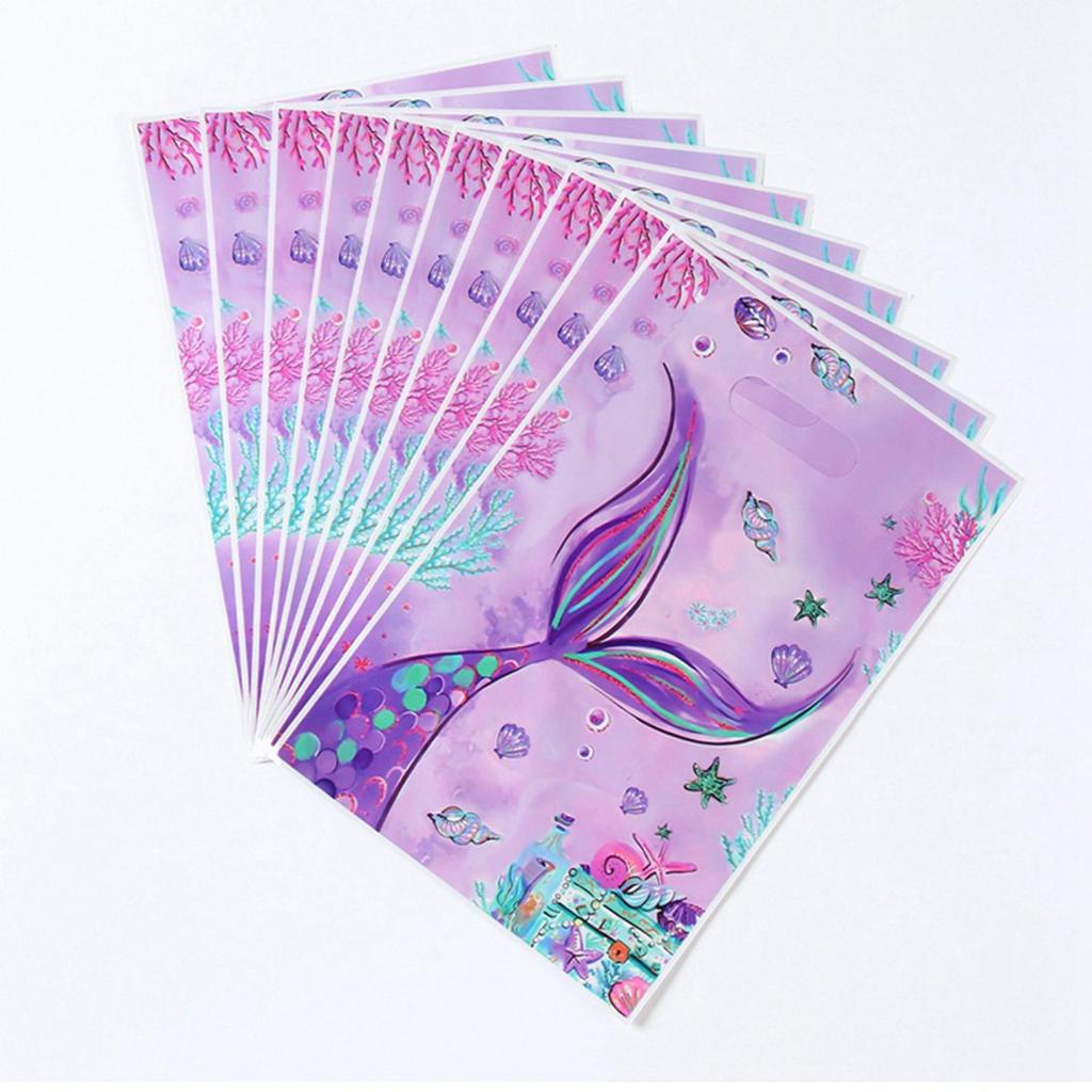 Mermaid Party Plastic Goodie Bags Mermaid Tail Candy Gift Bags For Mermaid Birthday Under The Sea Party Decor Baby Shower Favor