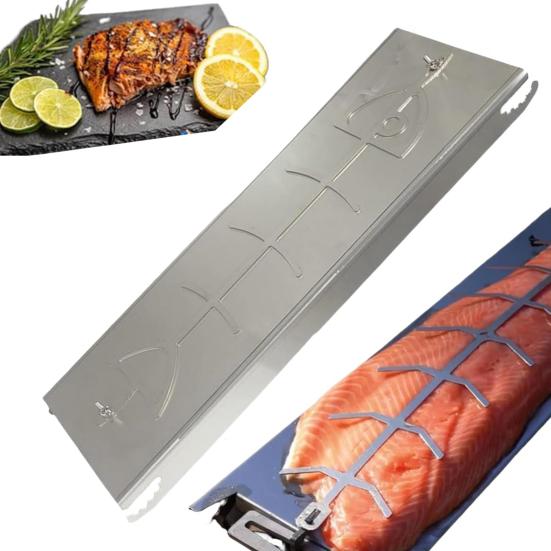 Stainless Steel Salmon Grill Holder 180 Degrees Rotating Fish BBQ Grilling Plate for Camping Backyard Evenly Grilled Meat Rack for Gas Charcoal