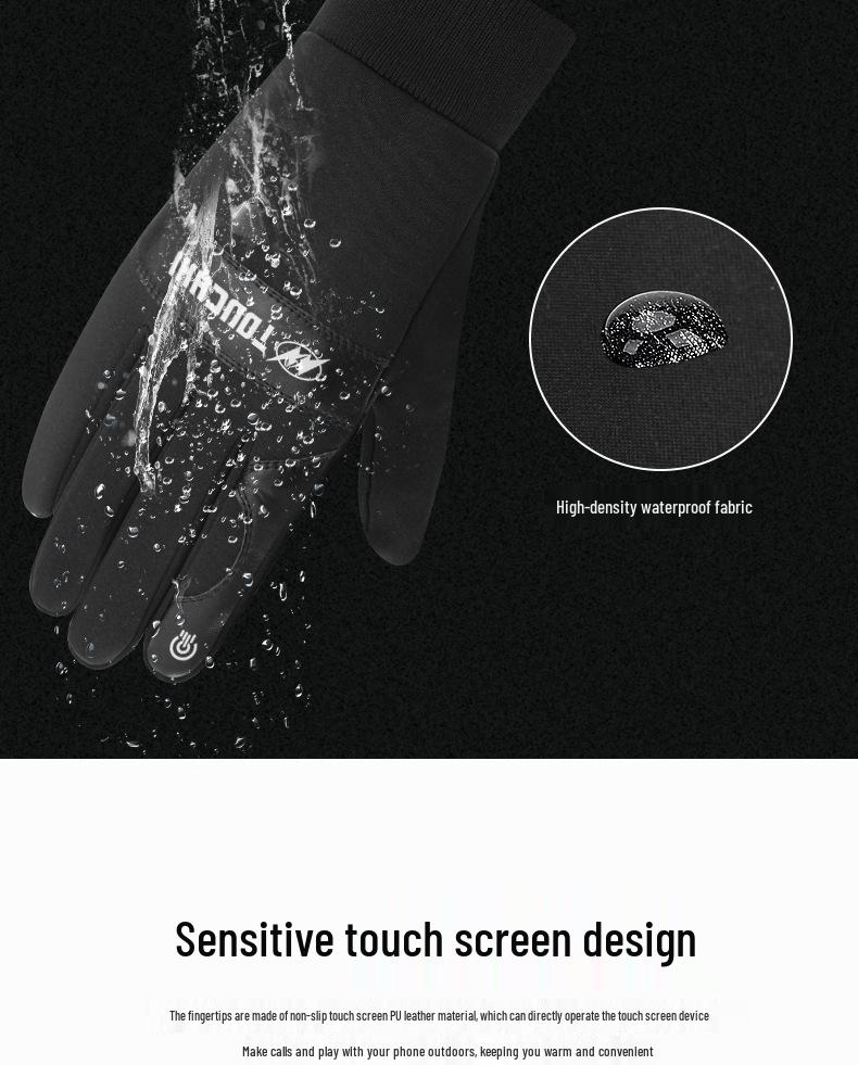 Luvas Aquecidas USB com Forro de Lã e Touchscreen - Luvas Quentes de Ciclismo de Dedo Inteiro para Homens e Mulheres