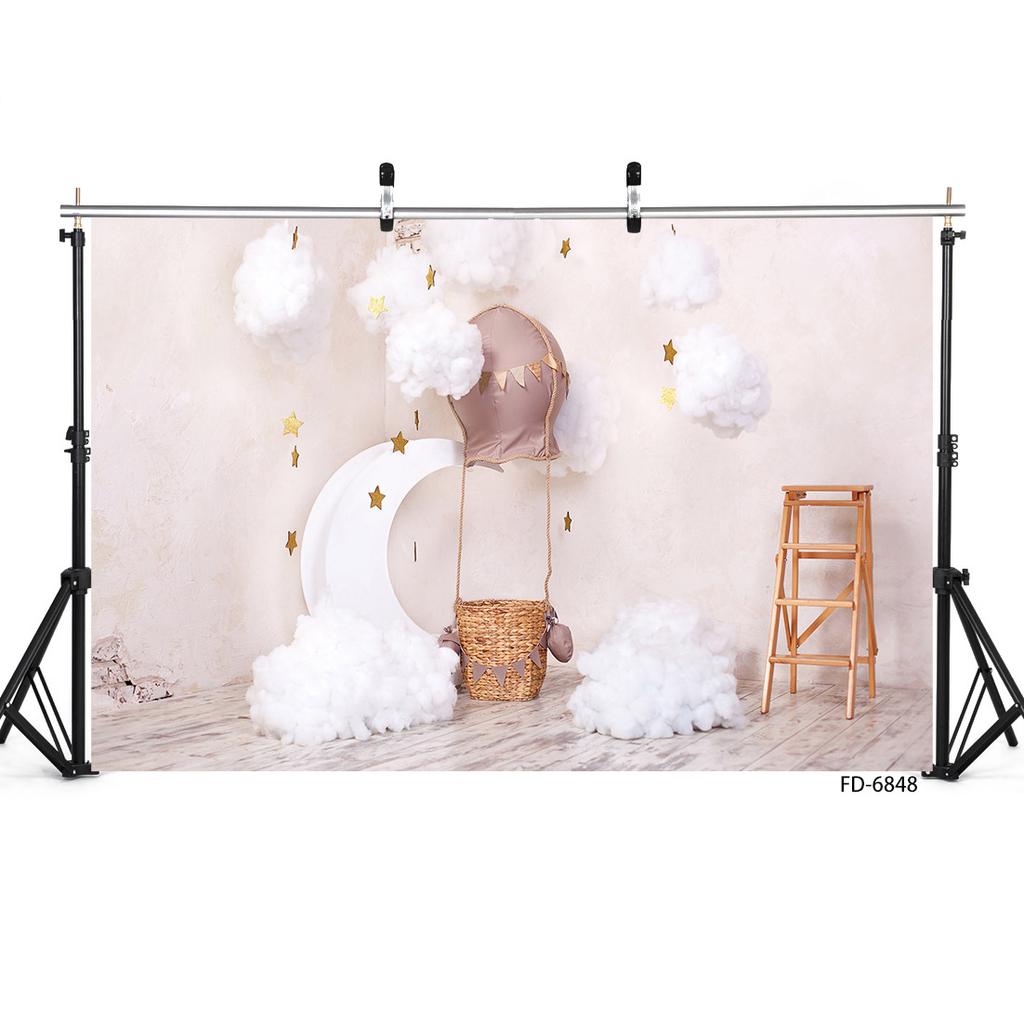 Mond Wolke Stern Heißluftballon Photophone Fotografie Hintergründe Vinyltuch Foto Hintergrund für Kinder Baby Neugeborenes Fotostudio