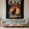 Cats Make Life Better Tapestry Wall Hanging, Cute Cat Quote Poster Art, Pet Lover Wall Decor for Bedroom Living Room Dorm