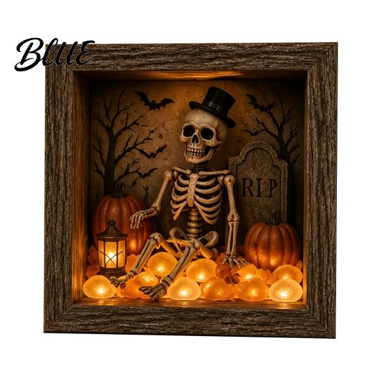 Unique Halloween Gifts Lighted Frame Ornaments Light Up Shadow Box Warm Ornaments Atmosphere LED Lights for Home Living Room Bedroom Decor