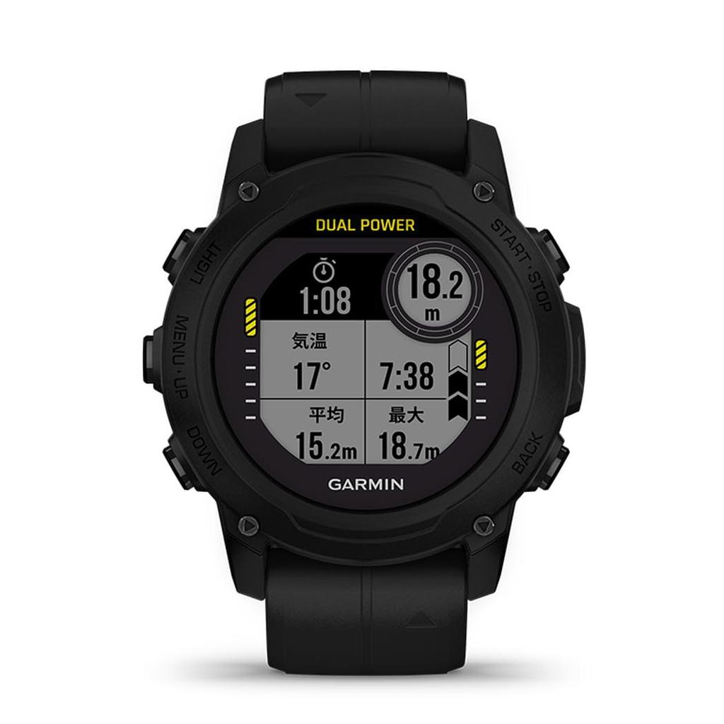 GARMIN Descent G1 Dual Power Dive Computer/Dive Watch, Solar Charging Model, Black [Official Japanese Product] [Snorkeling] [Diving] [Waterproof]