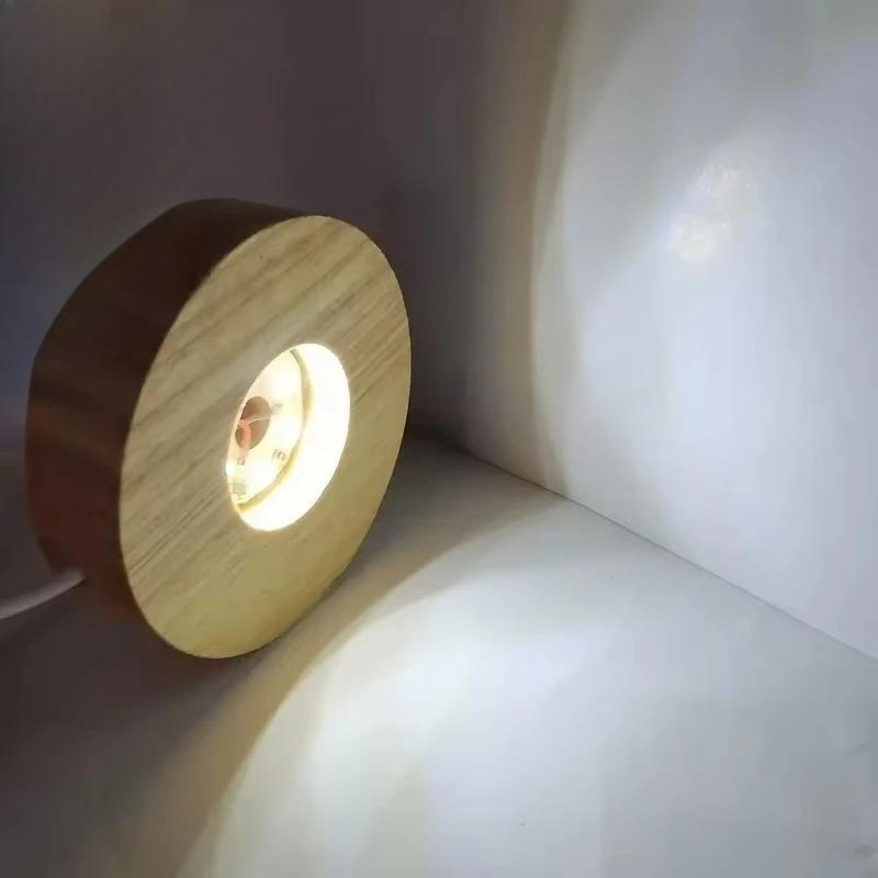 Xiaomi Wood Desktop Decorative Lights Light Base Night Light Wooden Led Usb Display Light Display Stand Lamp Holder Lamp Art Ornament