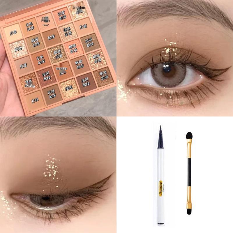 25-Color Matte Earth Tone & Pink Eyeshadow Palette for Beginners - MGL Student-Friendly Makeup