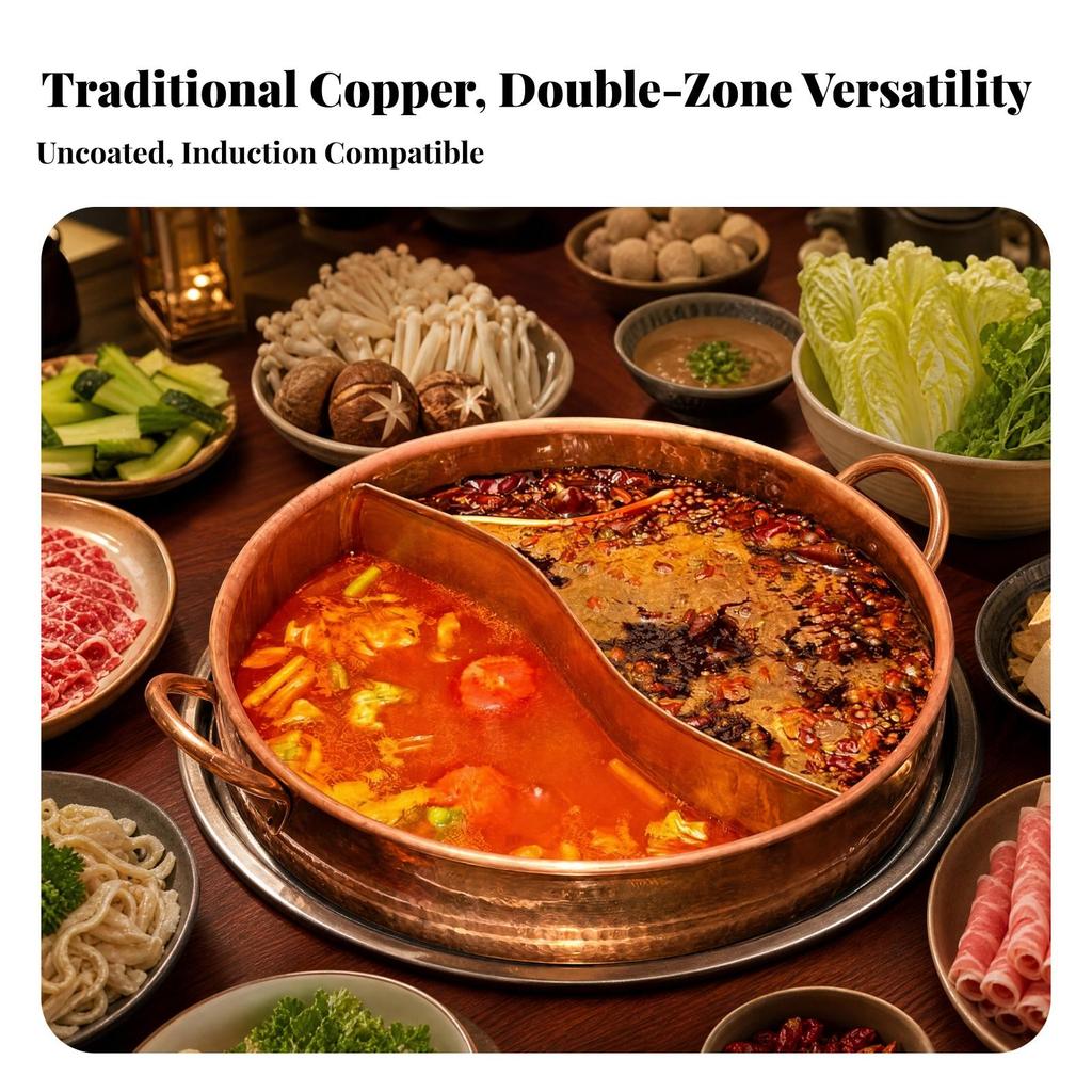 Heavy Duty Bronze Thermal Pot | Induction and Gas cooktop Compatible, Shabu