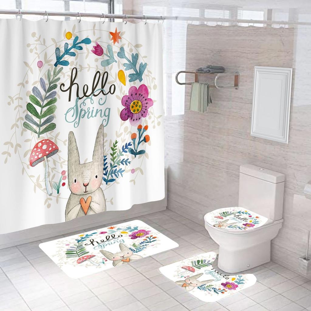 Bathroom Shower Shower Curtain Set No Punch Bathroom Window Curtain Door Curtain Partition Curtains