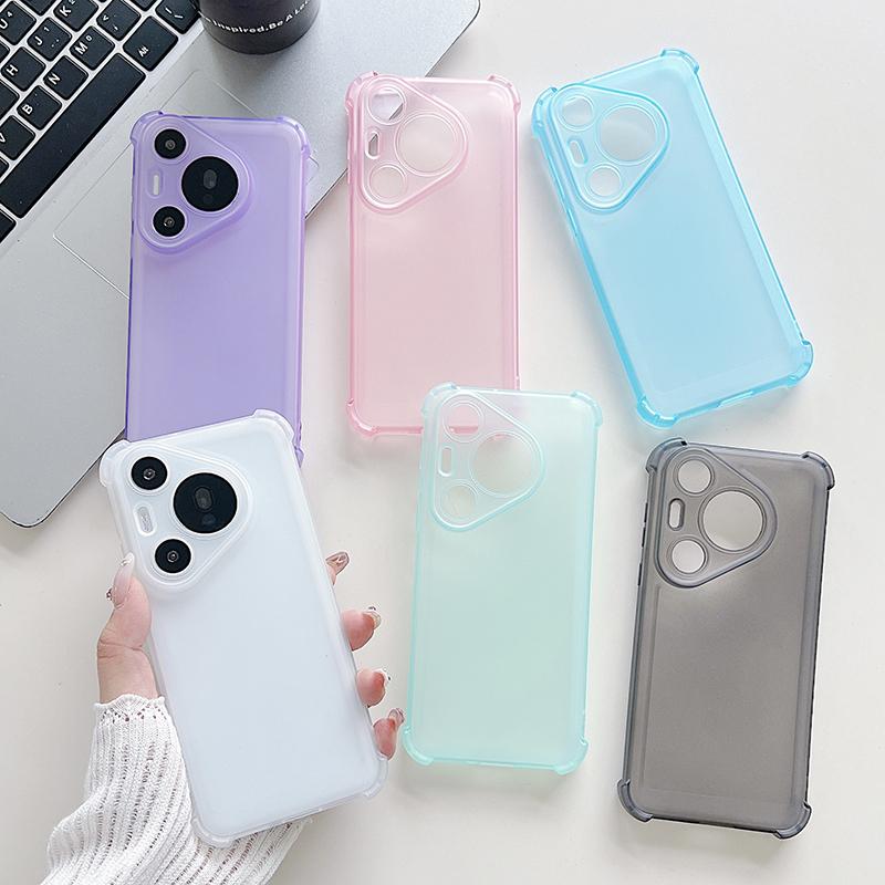Shockproof Matte Soft Case For Huawei Pura 80 70 P60 P40 P30 Mate 70 60 50 40 Pro Plus Silicone Translucent Candy Color Shell