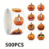 500pcs/roll Halloween Happy Animal Thank You Decorative Non-woven Adhesive Sticker Labels