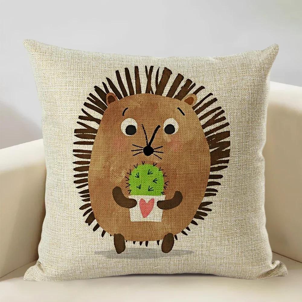 Federa per Cuscino Animale Federa per Cuscino in Lino Federa Decorativa per Cuscino da Divano Decorazione per la Casa Federe per Cuscino Riccio Fo Bear ,(6)