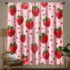 2Pcs Pink Strawberries Print Curtains,suitable for Bedroom,living Room Kitchen Decoration,home Decoration,window Decoration