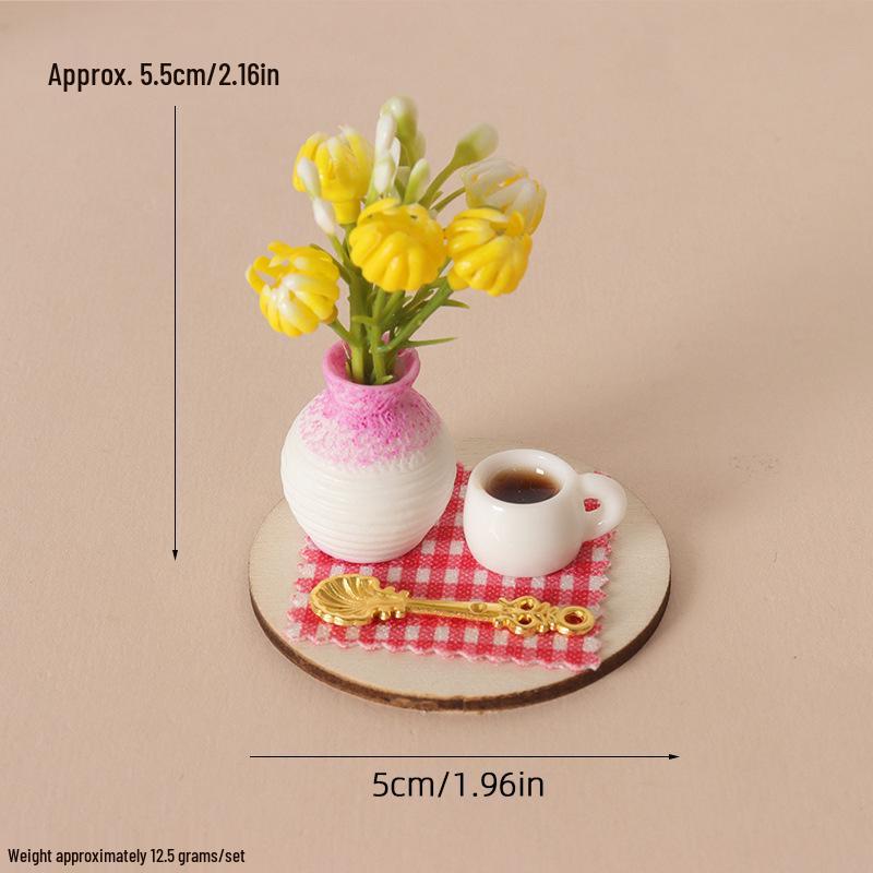 Miniature Dollhouse Resin Flower Vase Ornament for Creative Scenes