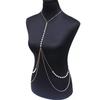 Vintage style imitation pearl necklace body chain sexy babes beach multi-layer waist chain women's direct supply