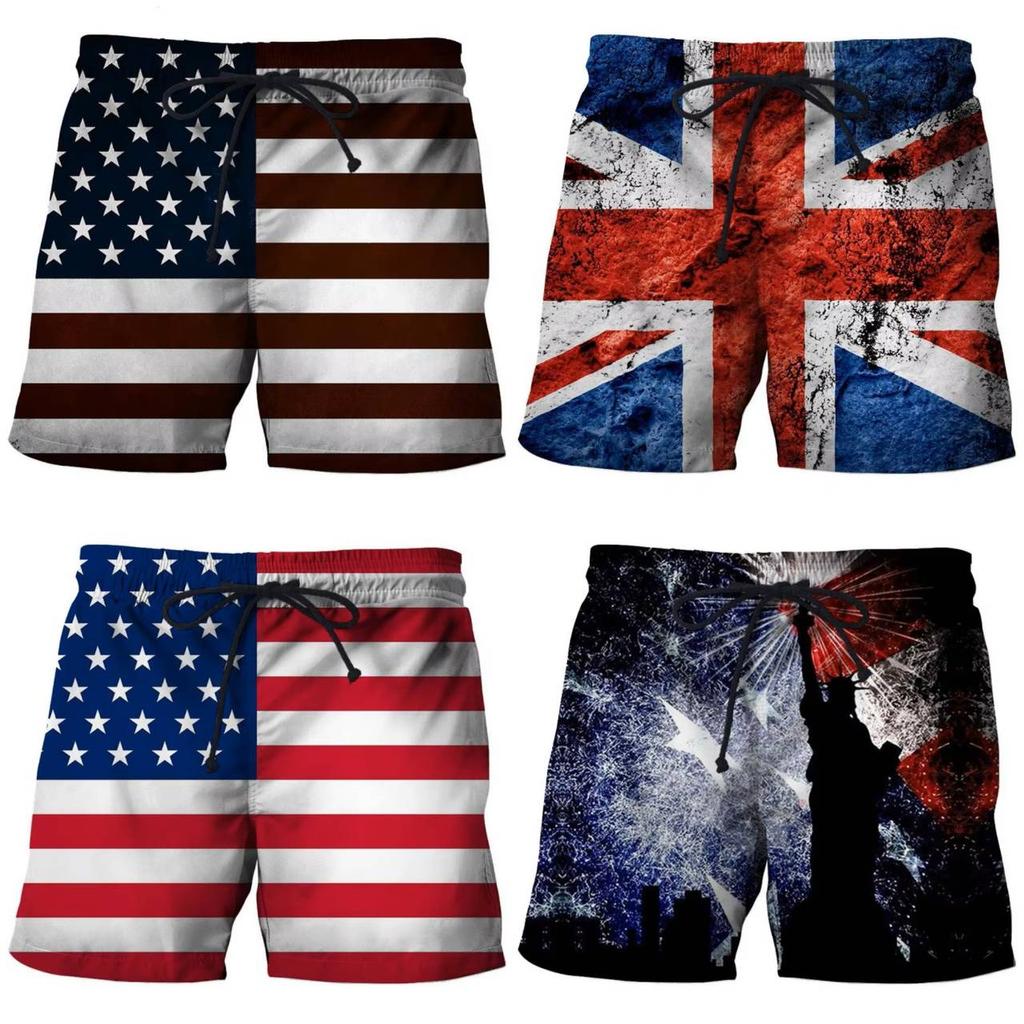 Boxshorts Hose USA Amerika UK Britische Flagge 3D-Druck Training MMA Unisex Herren Damen Schnelltrocknend Fitness Studio Sport Workout Lässig Streetwear