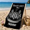 Custom Name Beach Towel Newcastle Football Crest Microfiber Beach Towel, Lightweight for Summer Travel, Swimming Pool Fan Birthday Gift