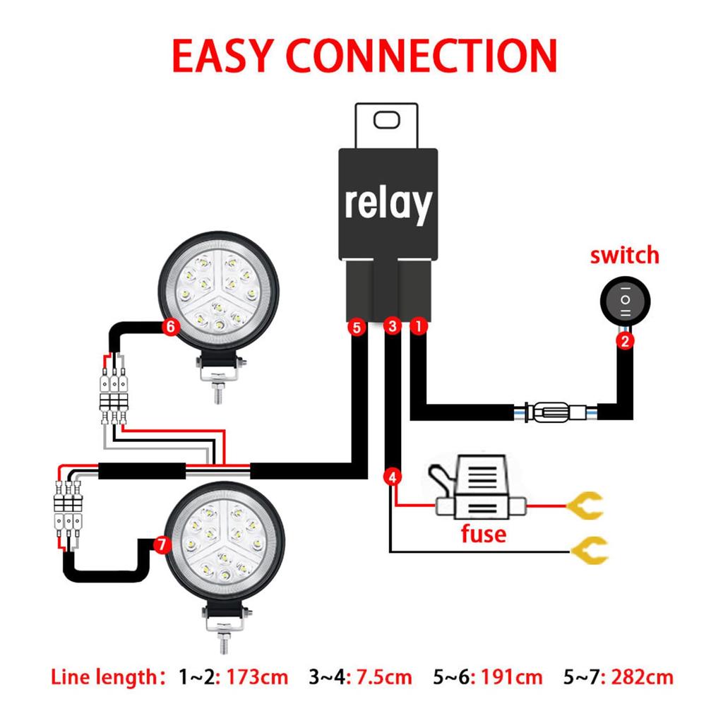 Snsowed LED Light Bar Wiring Harness Kit, 480W 2 Lead